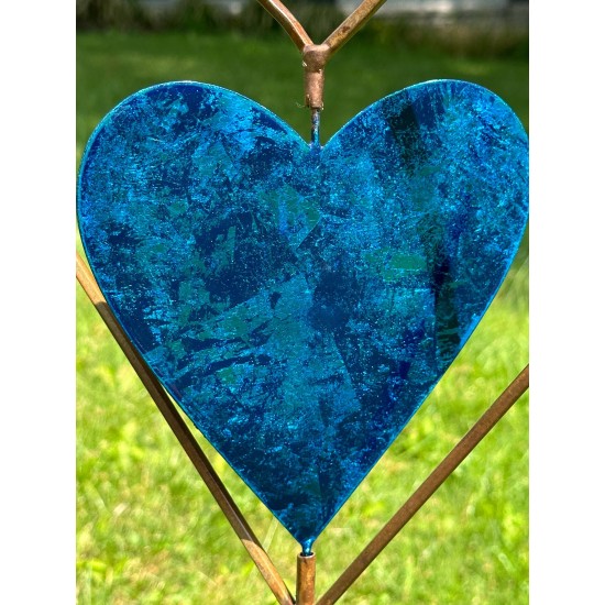 Blue Heart Disc Garden Stake