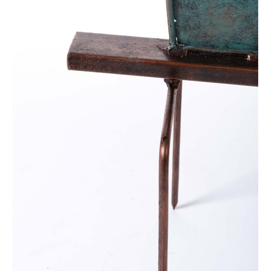 Handcrafted Wavy Metal and Glass Garden Sculpture