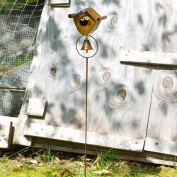 Birdhouse and Bell Garden Stake