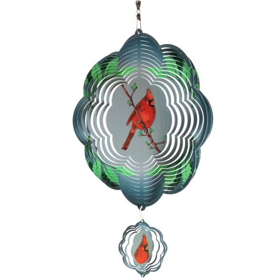 Cardinal Cloud Red Swirly Metal Wind Spinner
