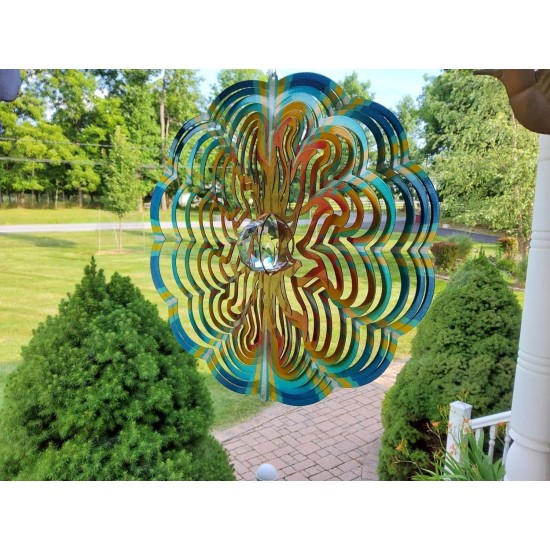 3D Metal Wind Spinners with Unique Mirror Ball Garden Decor | Sun Wind Spinner with Unique Mirror Ball |Backyard Ornaments Wind Spinner Decorations|Outdoor Decor for Patio or Porch, Room Decor