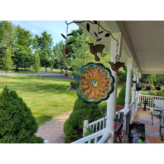 3D Metal Wind Spinners with Unique Mirror Ball Garden Decor | Sun Wind Spinner with Unique Mirror Ball |Backyard Ornaments Wind Spinner Decorations|Outdoor Decor for Patio or Porch, Room Decor