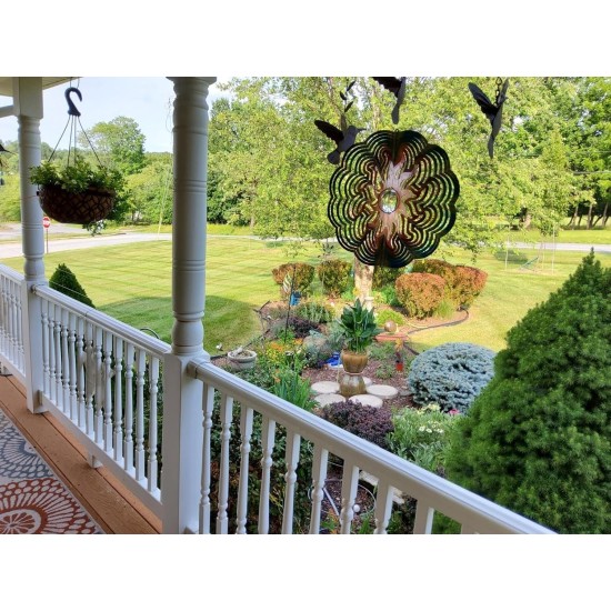 3D Metal Wind Spinners with Unique Mirror Ball Garden Decor | Sun Wind Spinner with Unique Mirror Ball |Backyard Ornaments Wind Spinner Decorations|Outdoor Decor for Patio or Porch, Room Decor