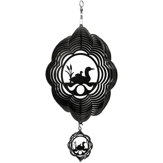 Loon Duck Cloud Bird Swirly Metal Wind Spinner