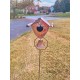 Birdhouse and Bell Garden Stake