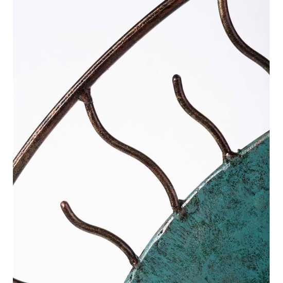 Handcrafted Round Metal and Glass Garden Sculpture