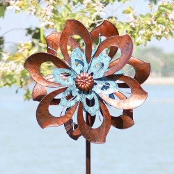 Bauhinia Wind Spinner Bronze and Blue