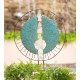 Handcrafted Round Metal and Glass Garden Sculpture