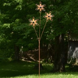 Triple Open Petal Flower Garden Stake