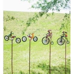 Frogs on a Vintage Bicycle Metal Wind Spinner