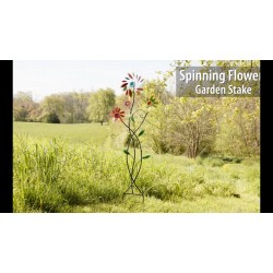 Colorful Spinning Flowers Garden Stake and Wind Spinner