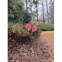 Ladybug  Garden Stake Decorative Ladybug Yard Stake, Metal Insect Yard Art Decor for Patio Porch Lawn Pathway