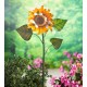 Handcrafted Metal Sunflower Garden Stake with Three Busy Bees