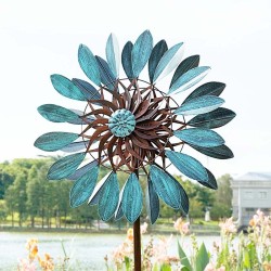 Classic Simple Blue Blade Flower Wind Spinner