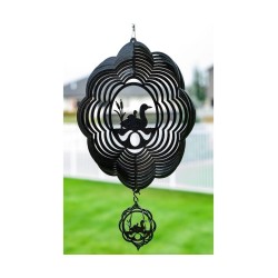 Loon Duck Cloud Bird Swirly Metal Wind Spinner
