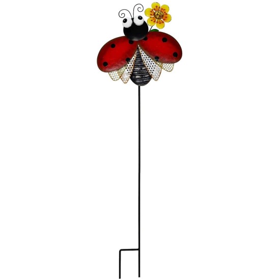 Ladybug  Garden Stake Decorative Ladybug Yard Stake, Metal Insect Yard Art Decor for Patio Porch Lawn Pathway