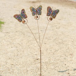Triple Floral Butterfly Garden Stake