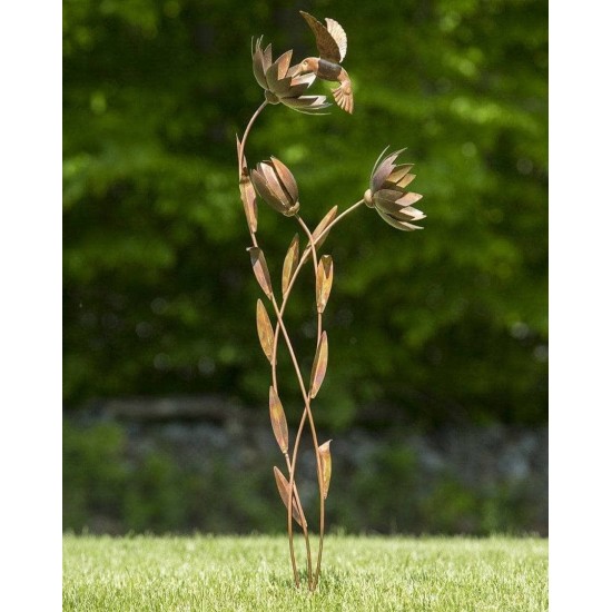 Hummingbird Floral Garden Stake