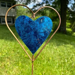Blue Heart Disc Garden Stake