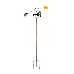 Cat, Mouse and Cheese Whimsical Metal Wind Spinner