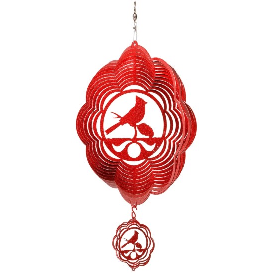Cardinal Cloud Red Swirly Metal Wind Spinner