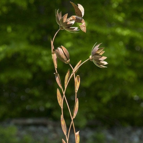 Hummingbird Floral Garden Stake
