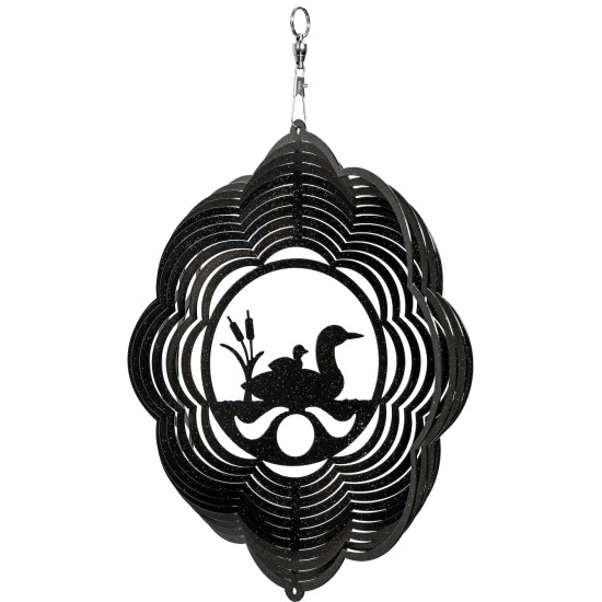 Loon Duck Cloud Bird Swirly Metal Wind Spinner