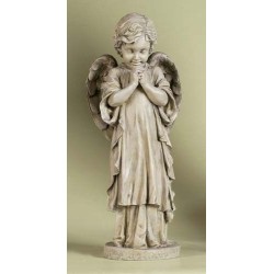 Young Guardian Angel Figure Praying Large Garden Or Memorial Statue