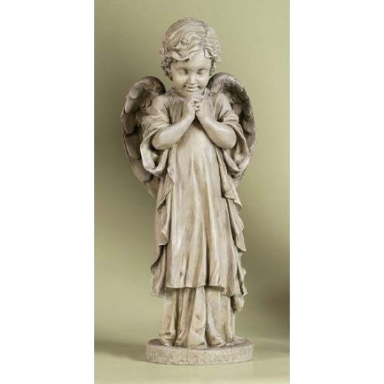 Young Guardian Angel Figure Praying Large Garden Or Memorial Statue