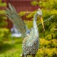 55" Green-Grey Iron Heron Statues