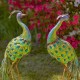 40" Vibrant Colorful Iron Peacock Statues