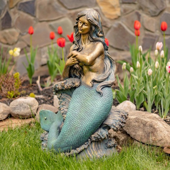 34"Dezlynn" Hand-Painted Magnesium Mermaid Statue
