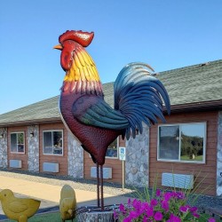 60" Colorful Iron Rooster Statue