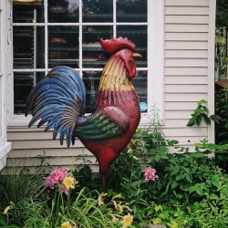 60" Colorful Iron Rooster Statue