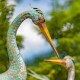 55" Green-Grey Iron Heron Statues