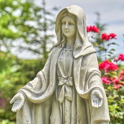 36" Hand-Painted Virgin Mary Statue – Antique Finish