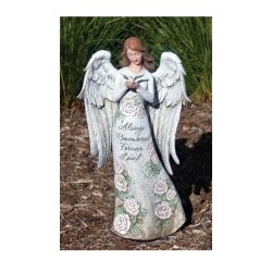 Always Remembered Forever Loved Memorial Angel With Dove Statue