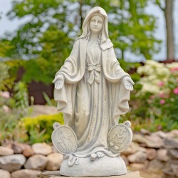 36" Hand-Painted Virgin Mary Statue – Antique Finish