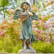 39" Hand-Painted Magnesium Angel Statue – Jazmin with Birdbath