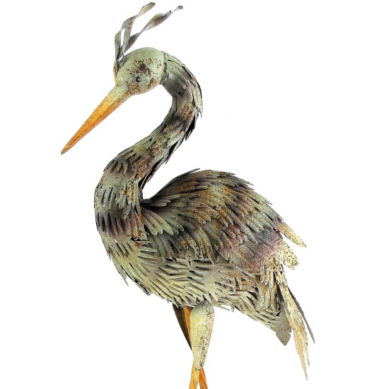 30 Inch Tall Set of 2 Iron Heron Garden Statues