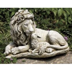 Lion And Lamb  Garden Statue