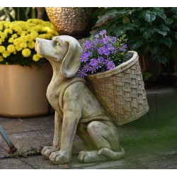 Large Dog Flowerpot, Resin Statue for Garden, Modern Dog Animal Statue for Garden Ornaments, Villa Outdoor Decor Gardening Ideas