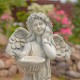 39" Hand-Painted Magnesium Angel Statue – Jazmin with Birdbath