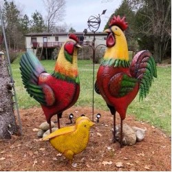 Set of 3 chicken Garden Statue