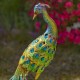 40" Vibrant Colorful Iron Peacock Statues