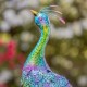 40" Vibrant Colorful Iron Peacock Statues with Acrylic Gems