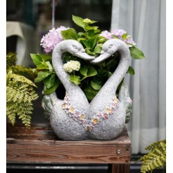 Extra Large Animal Statue for Garden Ornament, Swan Lovers Flower Pot, Swan Lovers Statues, Villa Courtyard Decor, Outdoor Decoration Ideas, Garden Ideas