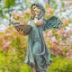 39" Hand-Painted Magnesium Angel Statue – Jazmin with Birdbath