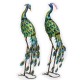 40" Vibrant Colorful Iron Peacock Statues