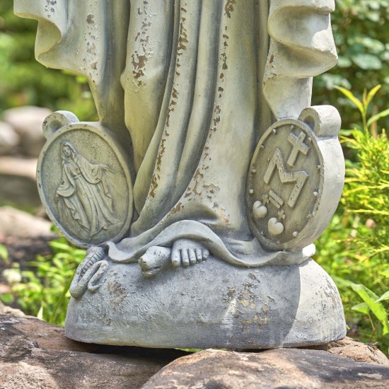 36" Hand-Painted Virgin Mary Statue – Antique Finish